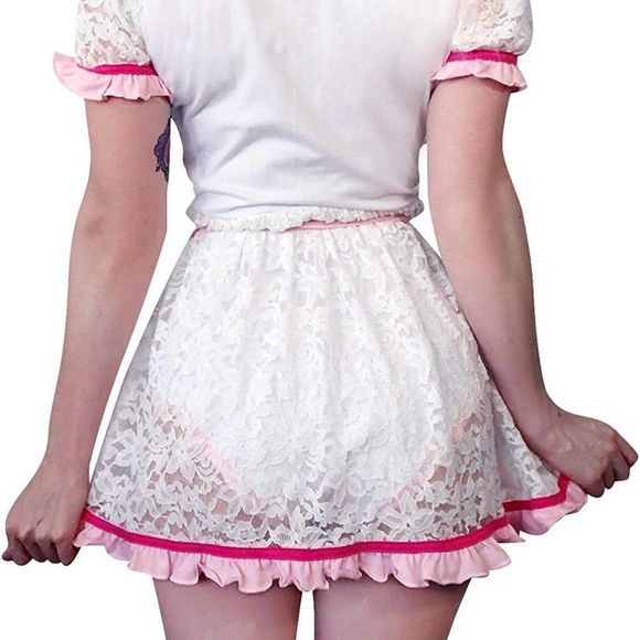 Littleforbig Adult Baby Diaper Lover ABDL Button Crotch Romper Onesie Dress - Picture 2 of 5